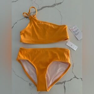 NWT girls Old Navy vibrant orange 2 piece bathing suit